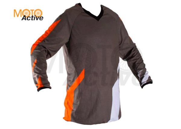 Футболка для мотокросса ATAKI Strike серая/оранжевая